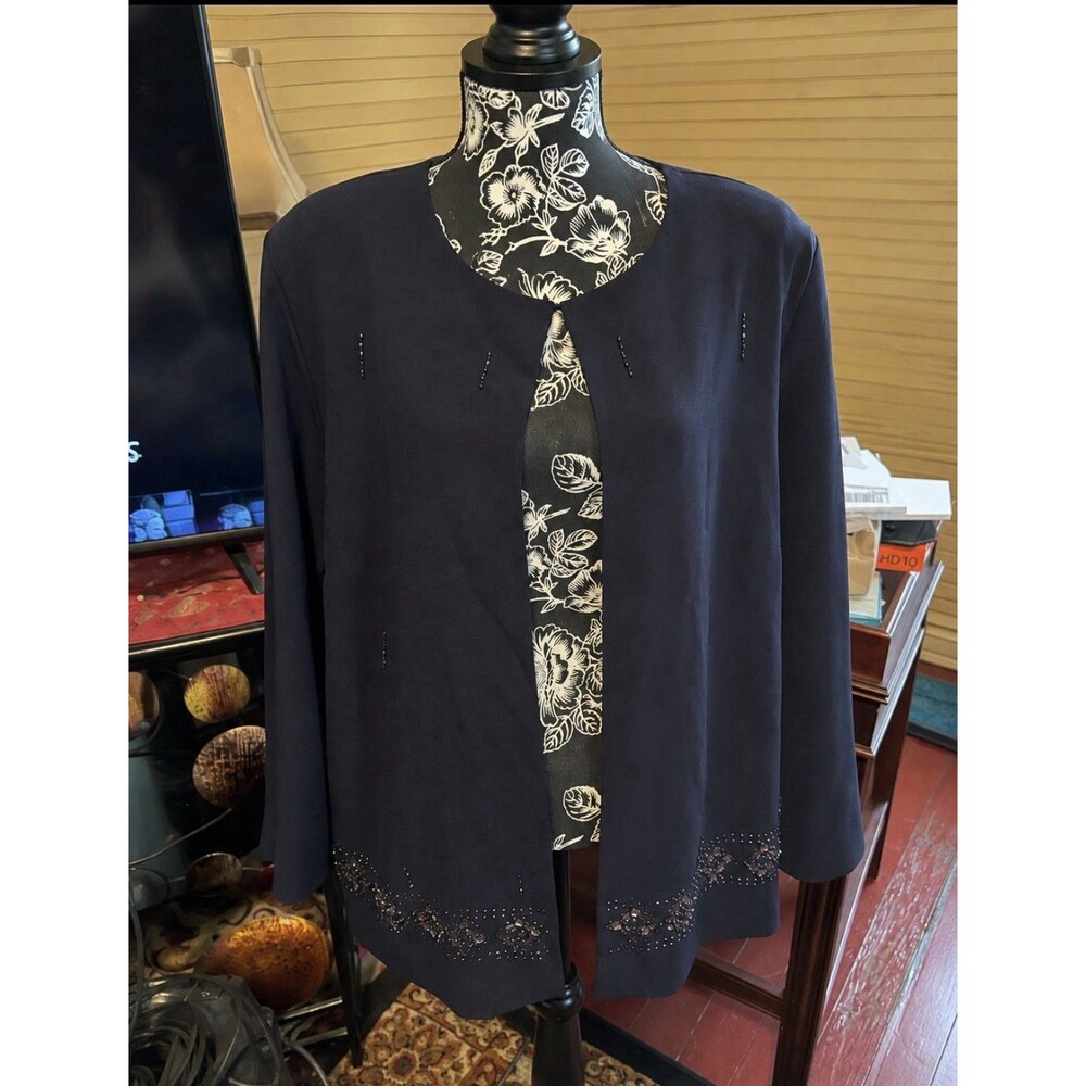 Montee Collection Size 22W Women’s Jeweled Sequined Overblouse